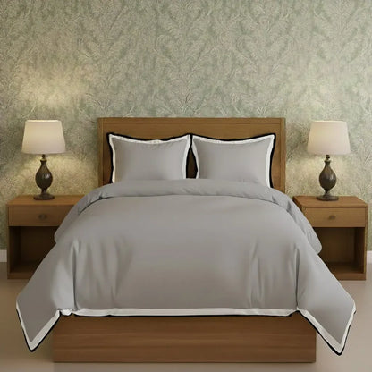 Black & White Border Frame Duvet Cover Set - Plush Fashion Hub