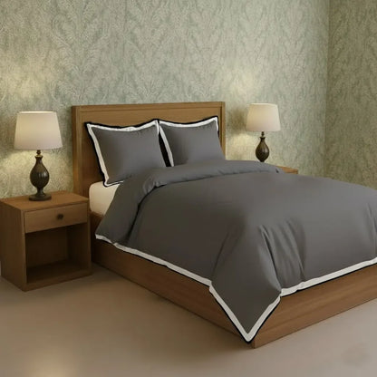 Black & White Border Frame Duvet Cover Set - Plush Fashion Hub