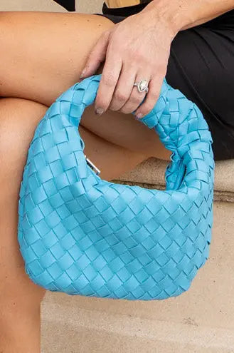 Blue Woven Vegan Leather Clutch Pretty Little Patriot