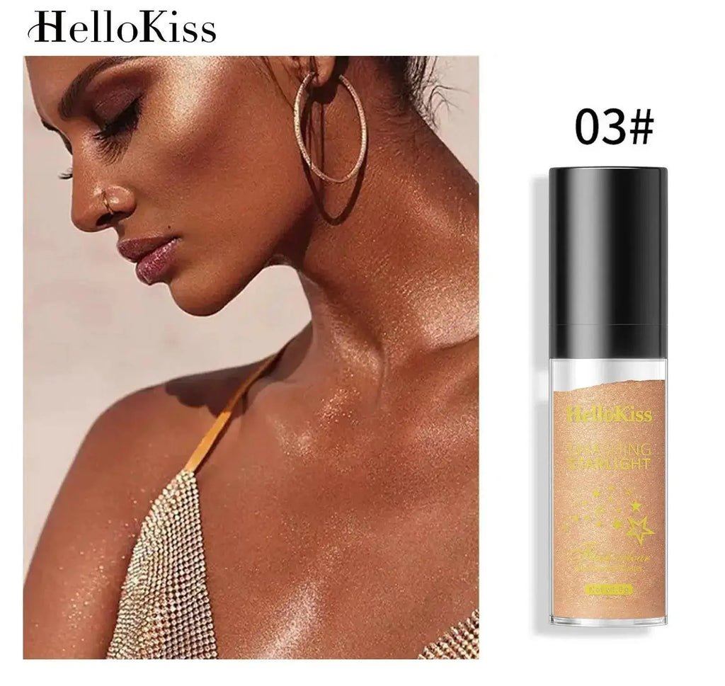 Plush Fashion Hub Radiant Body Highlight Powder with ultra-fine shimmering particles for luminous, sculpted skin.