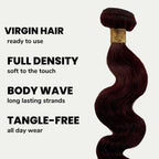 Burgundy Body Wave 100% Human Hair Bundles Private Label