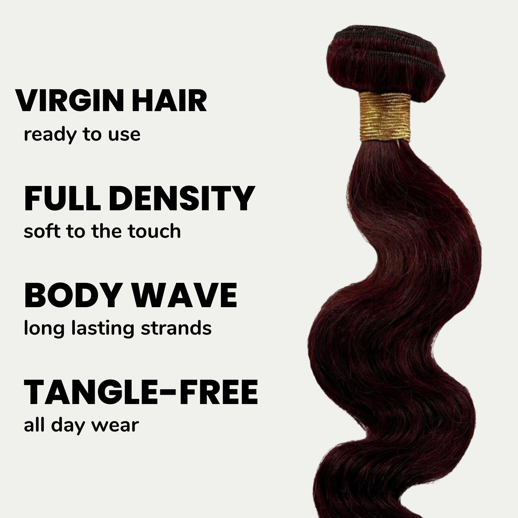 Burgundy Body Wave 100% Human Hair Bundles Private Label