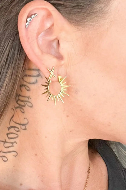 Burst of Spirit Hoop Gold Earrings Pretty Little Patriot