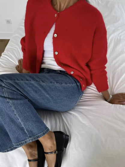 Button Up Long Sleeve Cardigan - Plush Fashion Hub