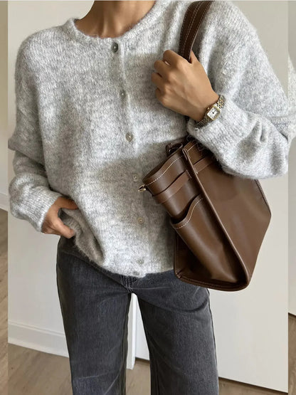 Button Up Long Sleeve Cardigan - Plush Fashion Hub