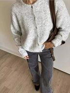 Soft knit Plush Fashion Hub long sleeve button-up cardigan sweater with classic style, perfect for layering and casual wear.