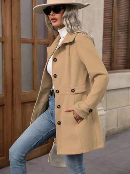 Button Up Long Sleeve Coat - Plush Fashion Hub