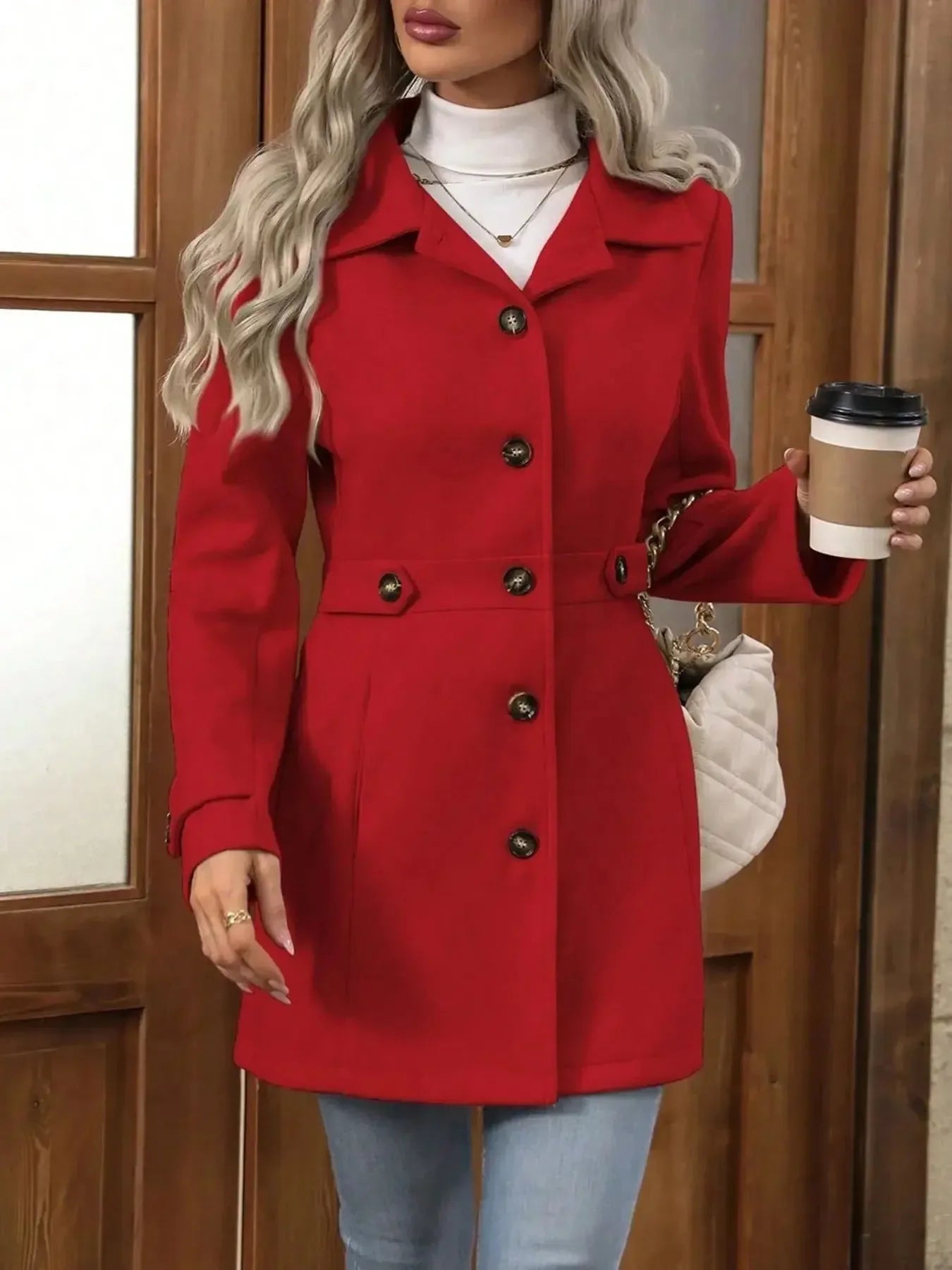 Button Up Long Sleeve Coat - Plush Fashion Hub