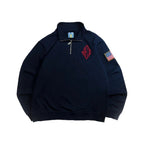 Vintage Retro Embroidered Hooded Polo Sweatshirt