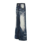 Colorblock White Washed Denim Pull-On Micro Pants