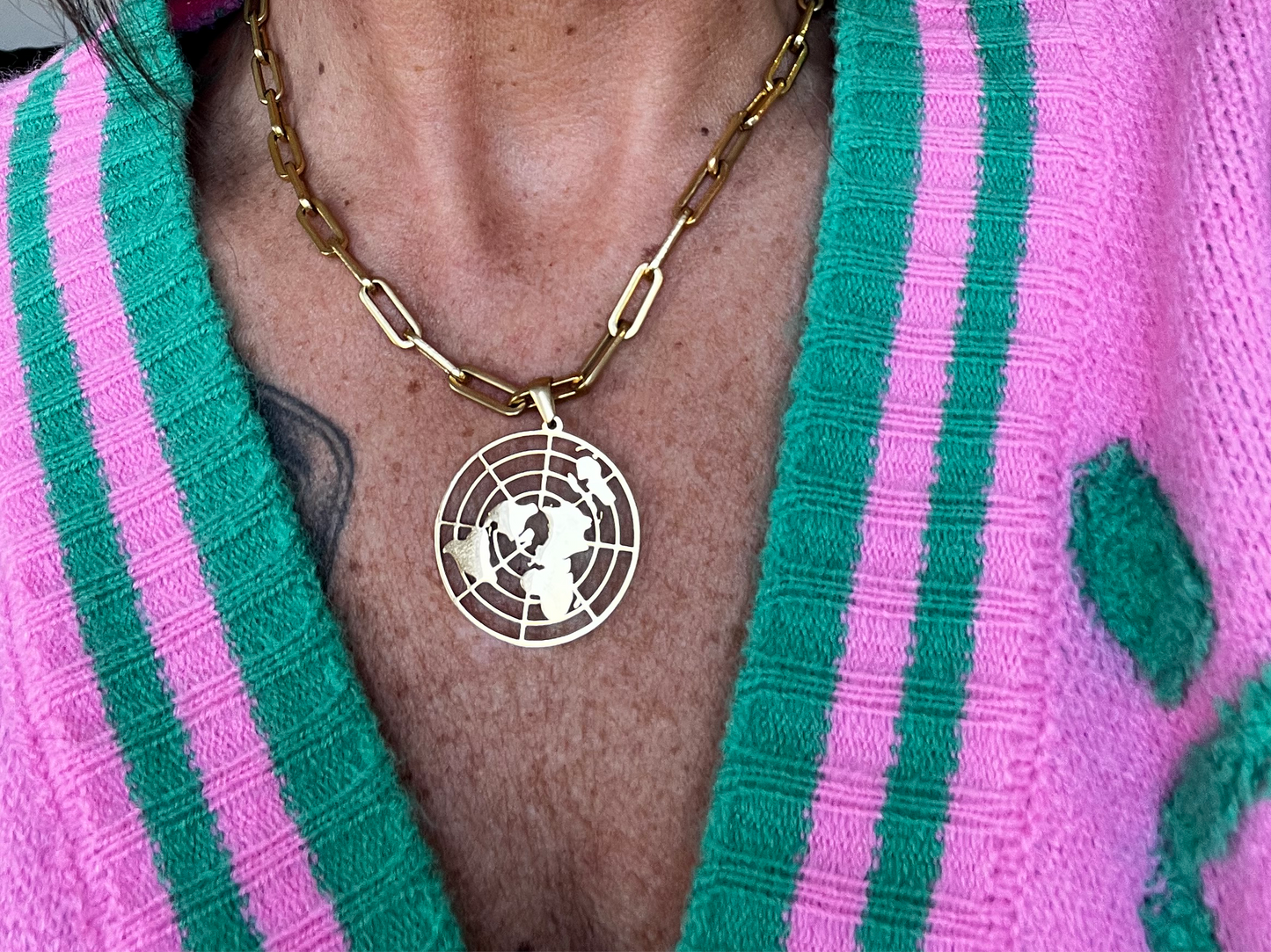 Biblical Flat Earth 18k gold Necklace Pretty Little Patriot