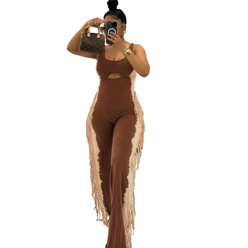 Tassel sleeveless jumpsuit