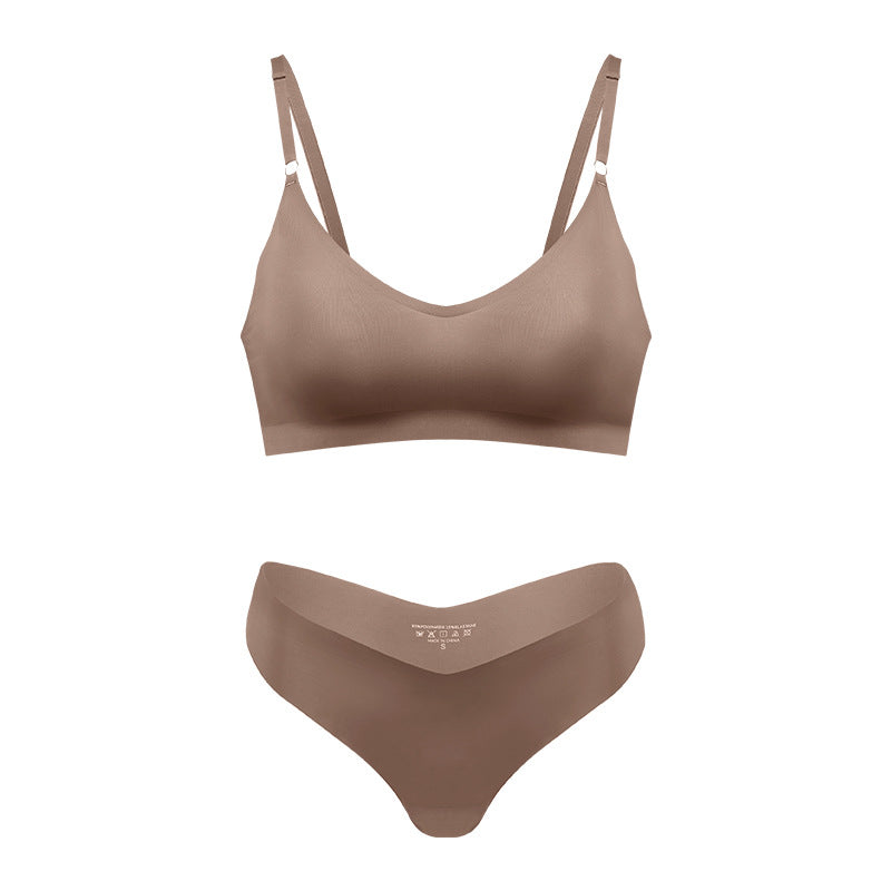 Eprolo women's large V-neck underwear set with seamless briefs, no steel ring, soft fabric, and comfortable fit.