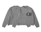 Unisex Casual Oversized CB Letter Knit Crew Neck Sweater