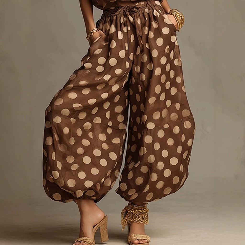 New  Polka Dot Halter Neck Women's Summer Bohemian Vacation Casual Beach Loose Wide-leg Jumpsuit