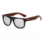 Black bamboo wooden arms sunglasses for men and women by FitiqueFit, showcasing stylish eco-friendly eyewear with sleek design