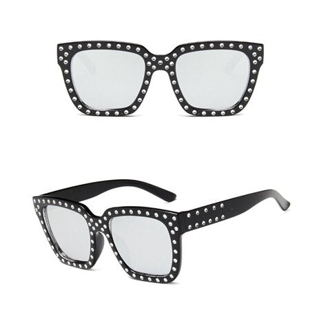 Women's sunglasses with crystal decoration featuring stylish eyewear from FitiqueFit, showcasing trendy design and clear lenses.