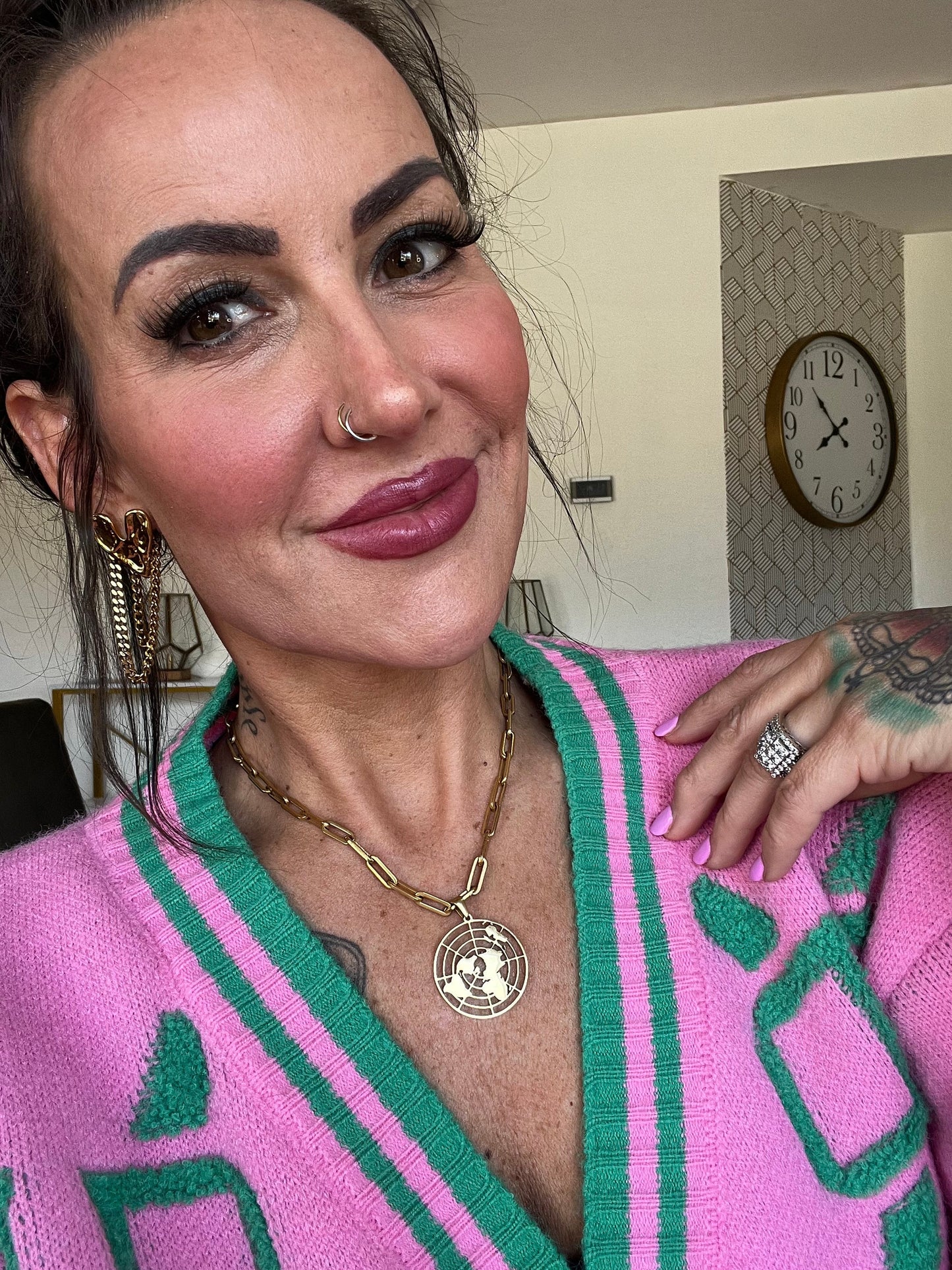 Biblical Flat Earth 18k gold Necklace Pretty Little Patriot