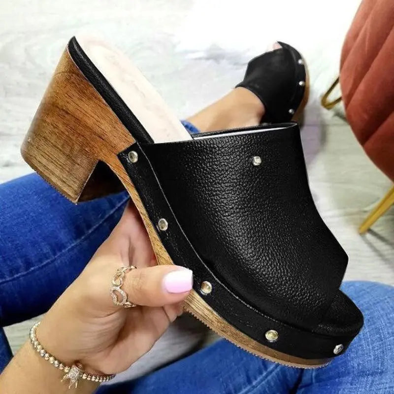 Women thick-heeled wedge platform sandals by Trendy Attic Store01, featuring stylish design and comfortable high-heel support.