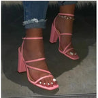 Elegant women's fashion sandals with thick heels from Trendy Attic Store01, showcasing stylish and comfortable footwear for women.