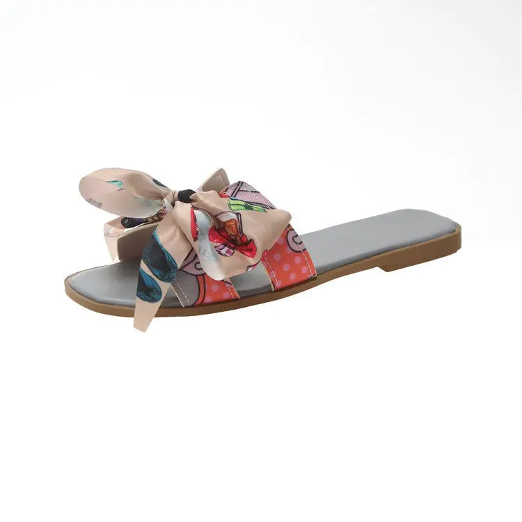 Women’s summer flat slippers with bow detail, stylish and comfortable women’s sandals by Trendy Attic Store01