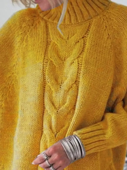 Cable-Knit Long Sleeve Sweater - Plush Fashion Hub