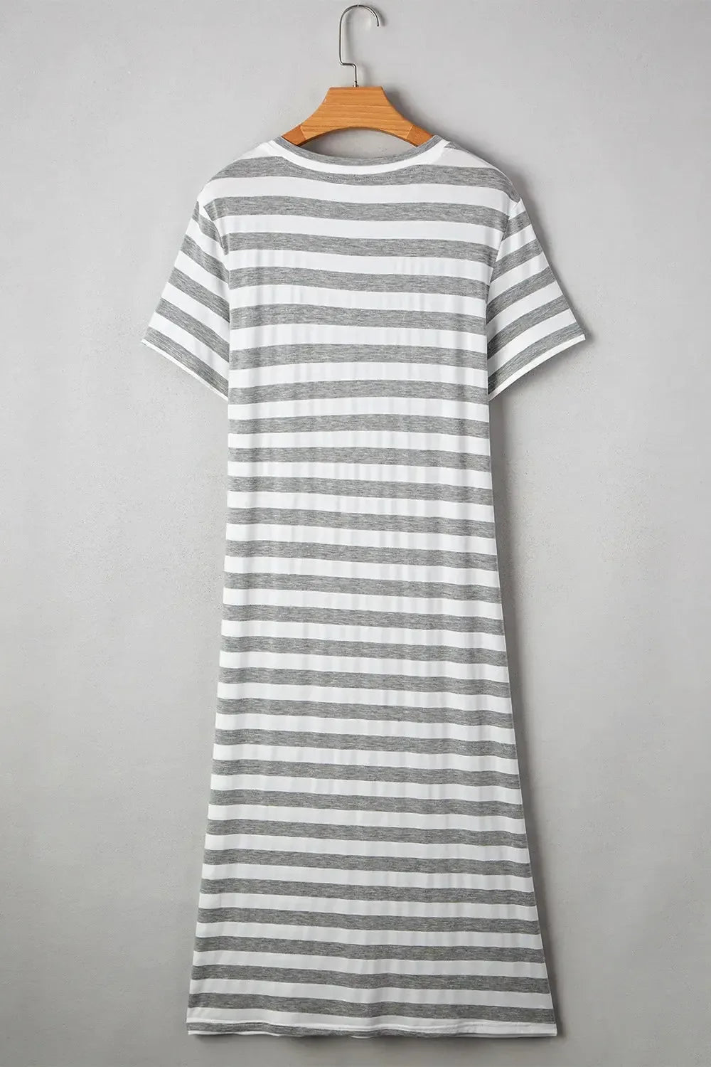 Casual Striped V-Neck Midi T-Shirt Dress - Plush Fashion Hub