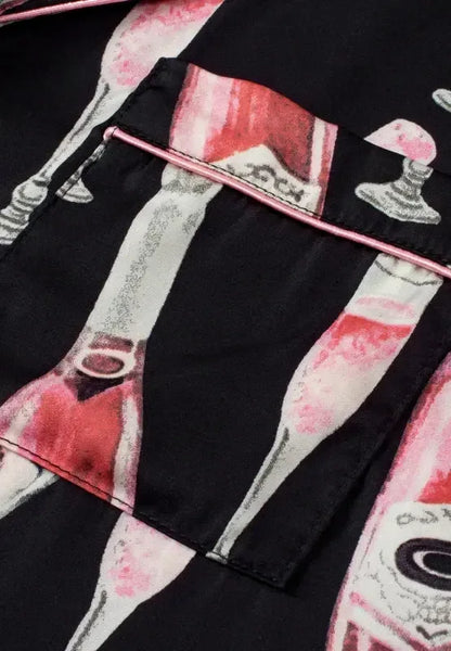 Champagne Print Short Sleeve Top and Shorts Set - Plush Fashion Hub