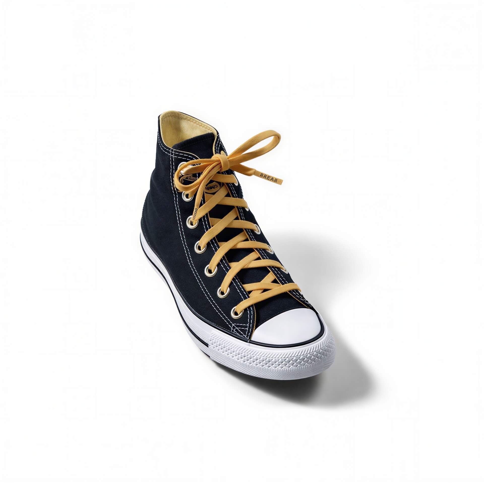 Desert tan elastic shoelace by Plush Fashion Hub, showing the flexible, durable cord with aglets for athletic and casual shoes.