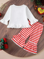 Children's Christmas Ruffle Trim Top and Pants Set - Plush Fashion Hub