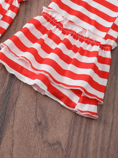 Children's Christmas Ruffle Trim Top and Pants Set - Plush Fashion Hub