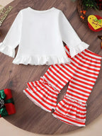 Children's Christmas Ruffle Trim Top and Pants Set - Plush Fashion Hub
