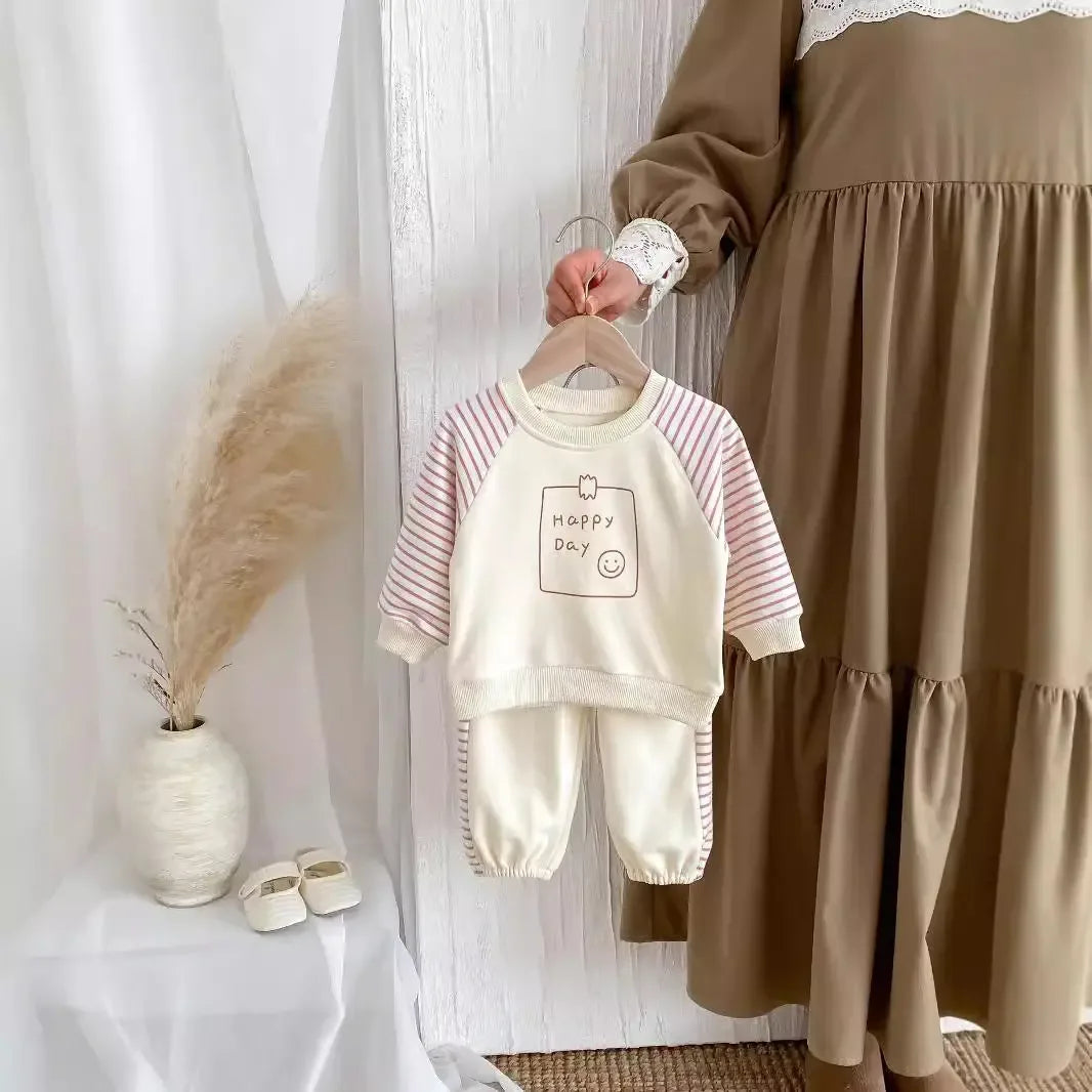 Children's Suit Striped Sweatshirt And Sweatpants - Plush Fashion Hub