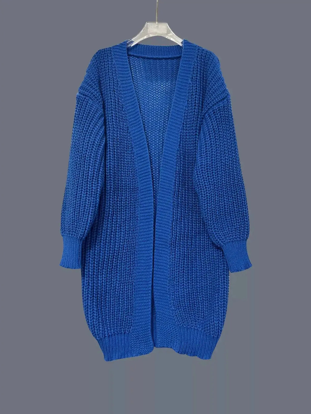 Women’s plush fashion hub chunky knit open-front cardigan with long sleeves, cozy layering sweater in a relaxed fit.