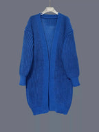 Women’s plush fashion hub chunky knit open-front cardigan with long sleeves, cozy layering sweater in a relaxed fit.
