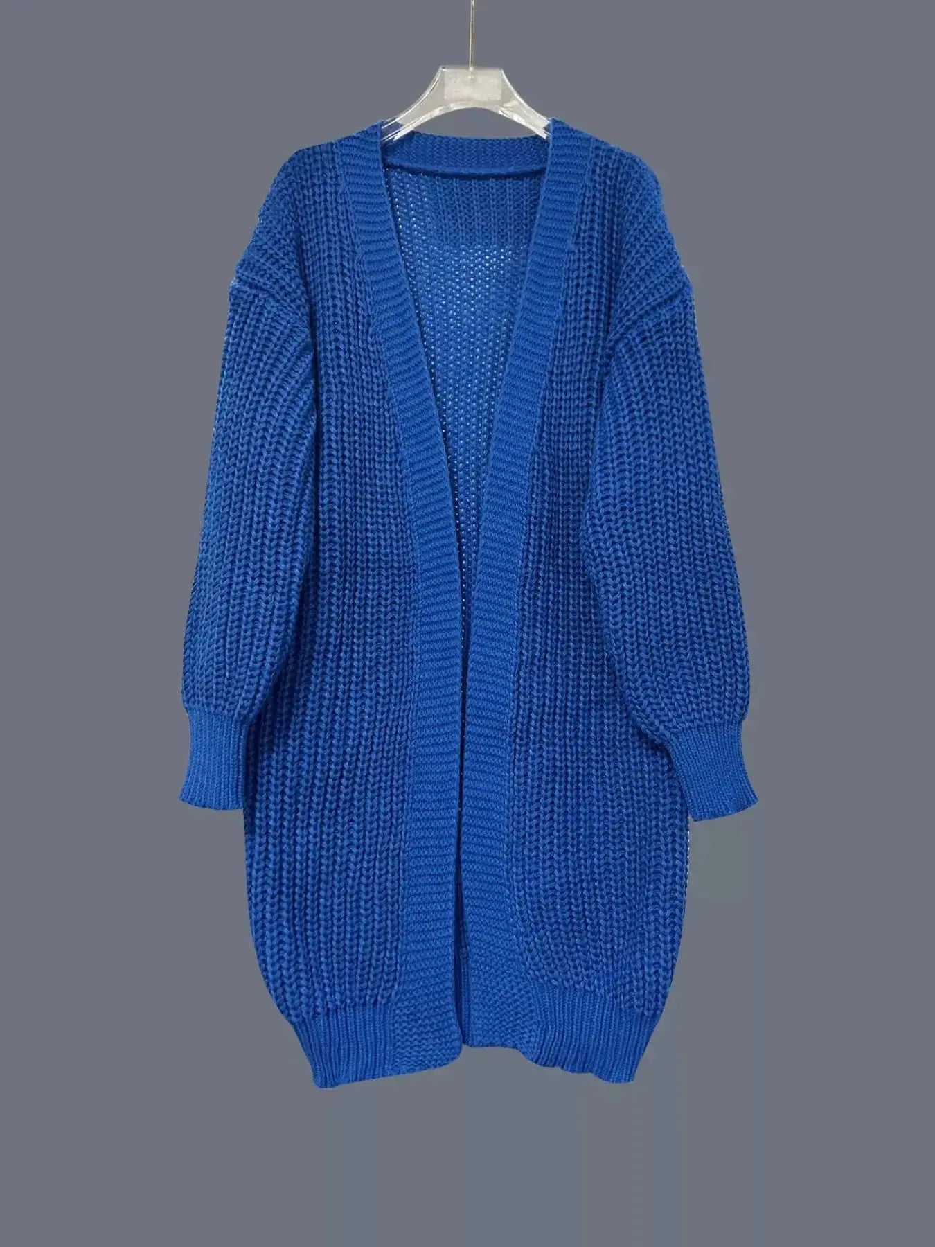 Women’s plush fashion hub chunky knit open-front cardigan with long sleeves, cozy layering sweater in a relaxed fit.