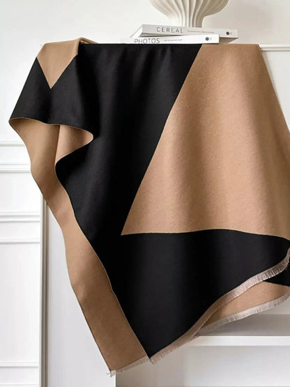 Color Block Raw Hem Scarf - Modern Statement Piece - Plush Fashion Hub