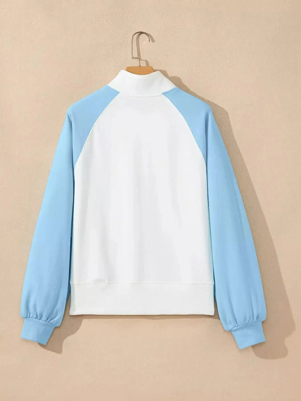 Women's color block snap button sweatshirt from Plush Fashion Hub, soft cotton blend pullover with a stylish color-block design.