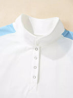 Color Block Snap Buttons Sweatshirt - Plush Fashion Hub