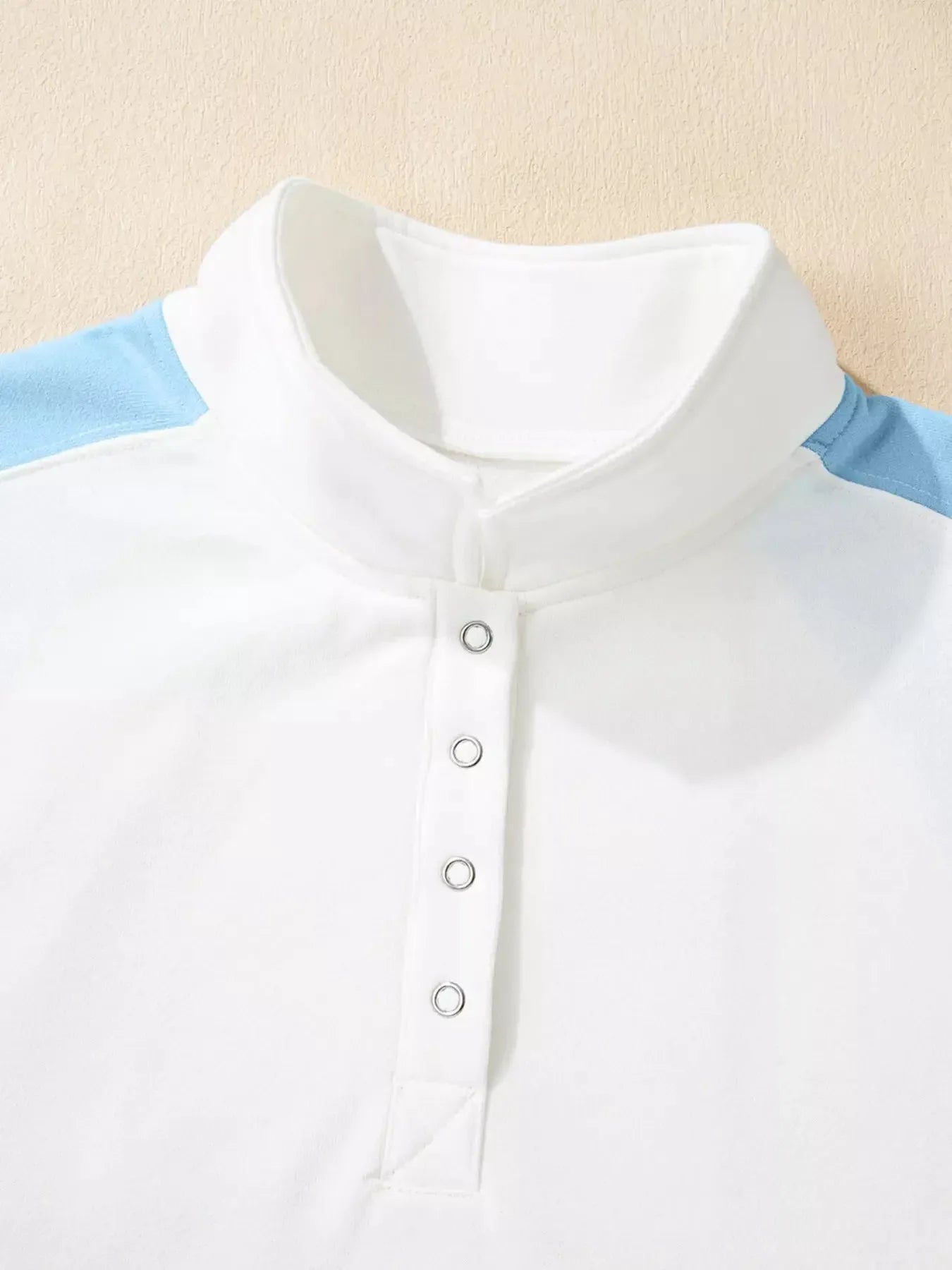 Color Block Snap Buttons Sweatshirt - Plush Fashion Hub