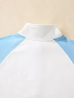 Color Block Snap Buttons Sweatshirt - Plush Fashion Hub