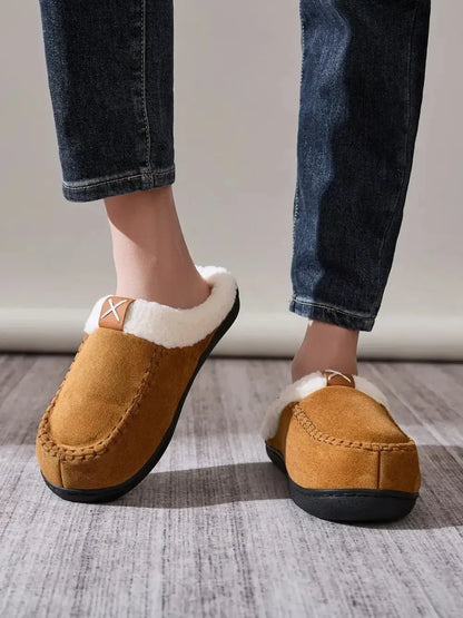 Contrast Round Toe Flat Slippers - Plush Fashion Hub