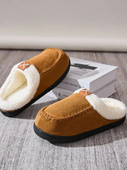 Contrast Round Toe Flat Slippers - Plush Fashion Hub
