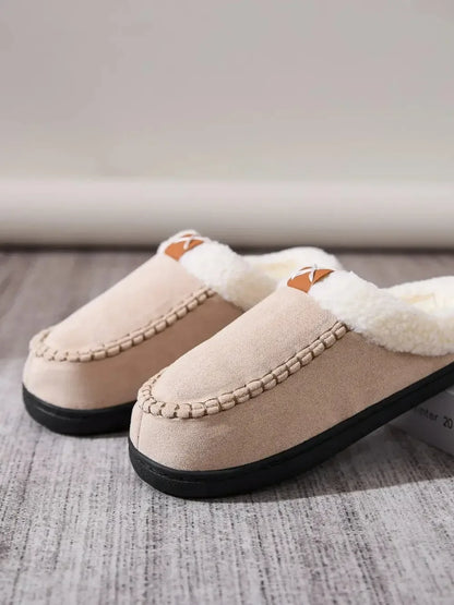 Contrast Round Toe Flat Slippers - Plush Fashion Hub