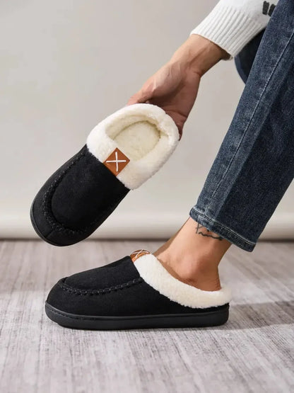 Contrast Round Toe Flat Slippers - Plush Fashion Hub