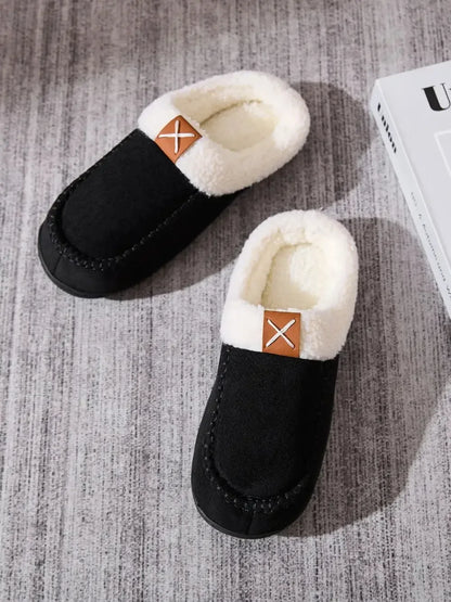 Contrast Round Toe Flat Slippers - Plush Fashion Hub