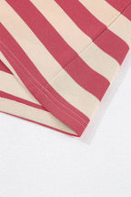 Contrast striped Johnny collar long sleeve mini dress by Plush Fashion Hub, featuring a chic casual office wear style.