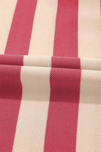 Contrast striped long sleeve mini dress with Johnny collar from Plush Fashion Hub, perfect for casual office wear.