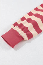 Contrast striped Johnny collar long sleeve mini dress by Plush Fashion Hub, featuring a chic casual office wear style.