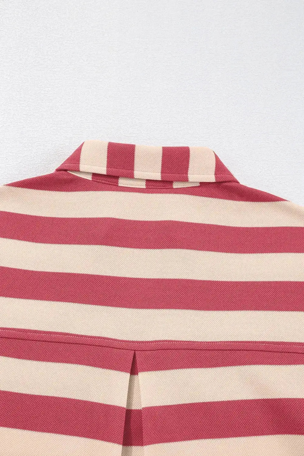Contrast striped Johnny collar long sleeve mini dress by Plush Fashion Hub, showcasing a chic casual office wear look.